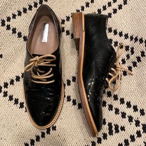Halogen black patent Oxford / Brogue shoes